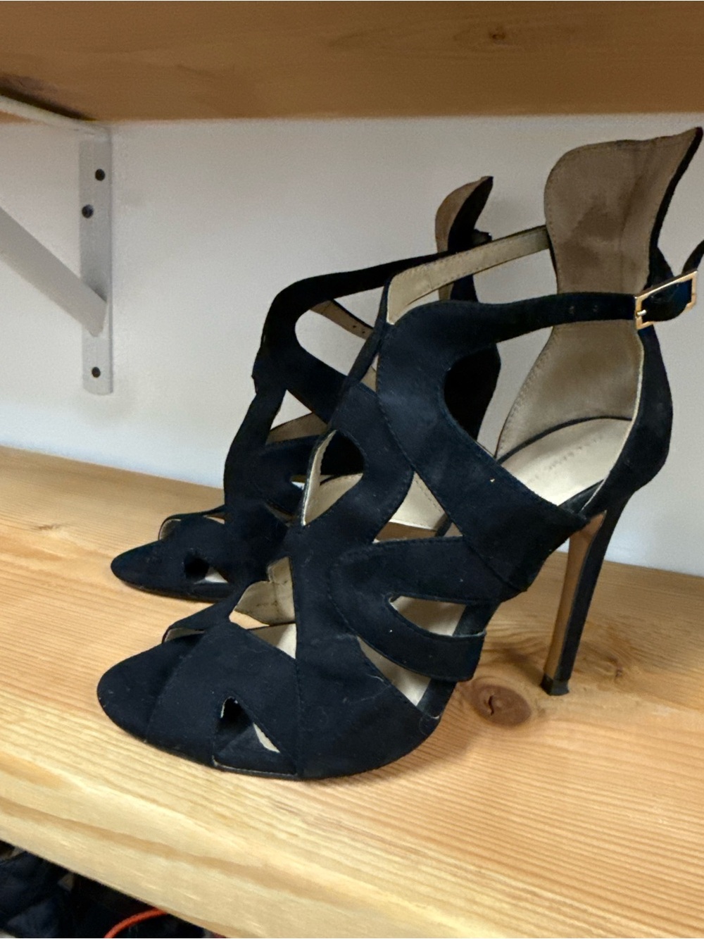 Women's Black Strappy High Heel Sandals